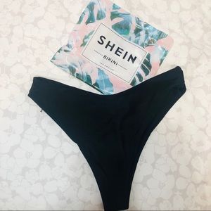 High-leg black bikini bottom